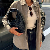 Damen Sanfte Kunstlederjacke mit Knopfverschluss WW