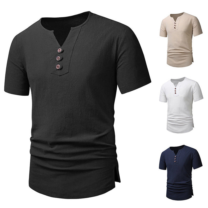 Herren Klassisches Lässiges Henley T-Shirt W&W Mode
