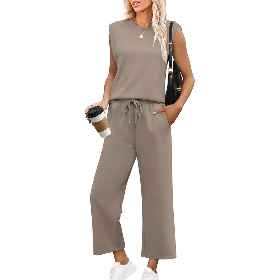 Damen Relaxed Fit Jumpsuit mit verkürzten Ärmeln und bequemem Bund WW