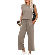 Damen Relaxed Fit Jumpsuit mit verkürzten Ärmeln und bequemem Bund WW