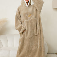 Damen Kuscheliger Hoodie-Decke mit großen Taschen und kontrastierendem Innenfutter WW
