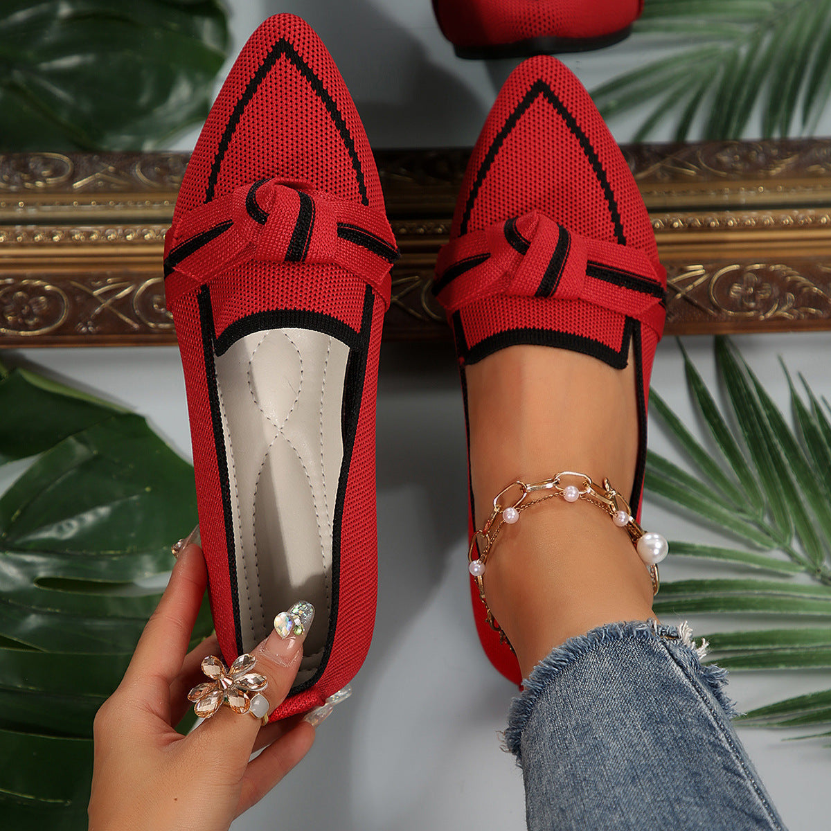 Damen Slip-On Mokassins mit elegantem Knoten-Detail WW