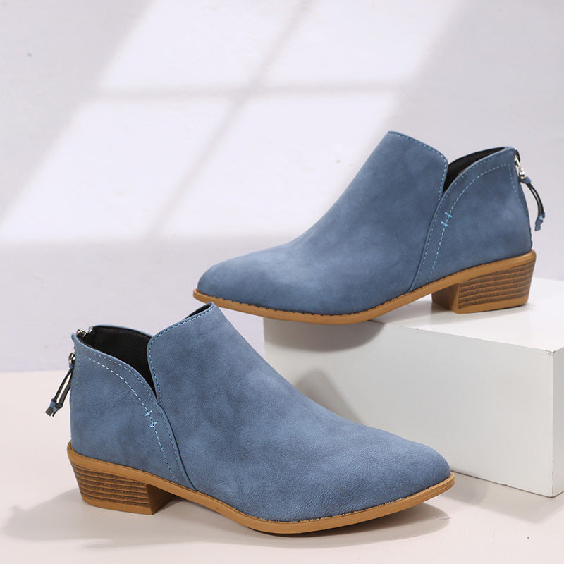 Damen Ankle Boots mit elegantem Reißverschluss und komfortablem Blockabsatz WW