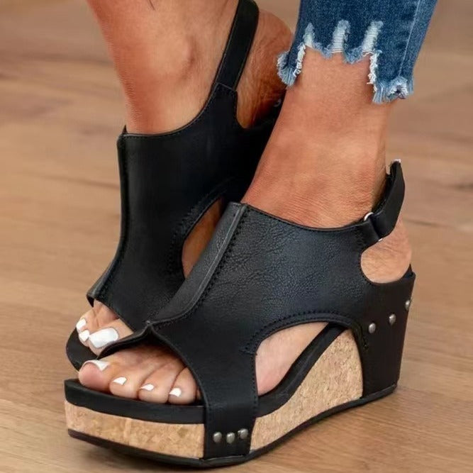Damen Bequeme Keilabsatz-Sandalen mit anatomischem Fußbett WW
