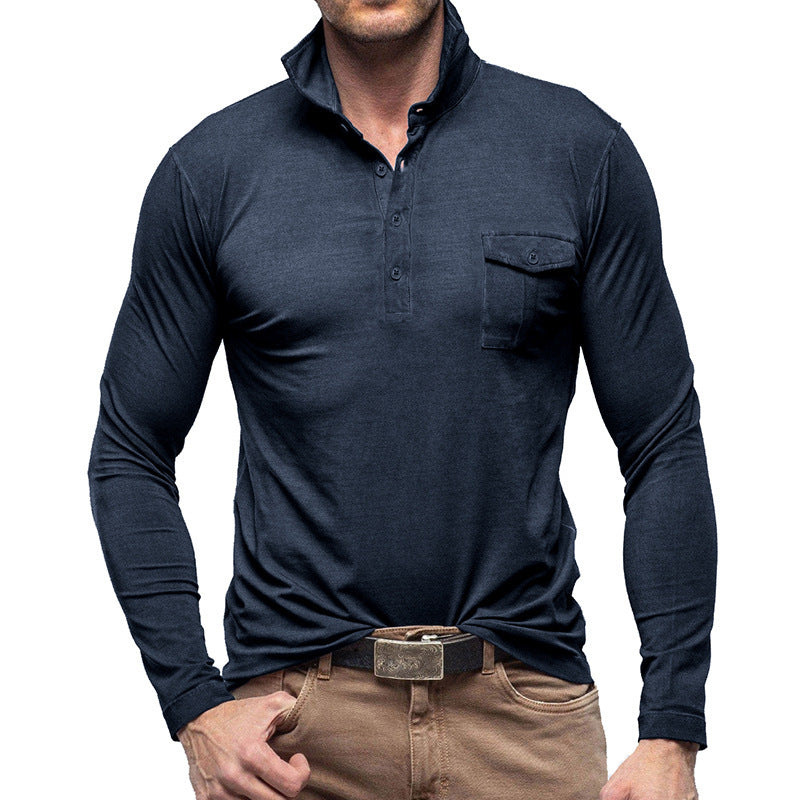 Herren Langarm Poloshirt mit modernem Stehkragen WW