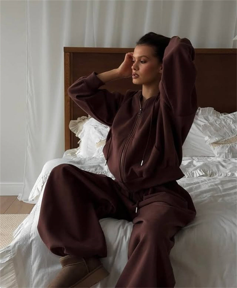 Damen sportlicher Hoodie mit weitem Schnitt und bequemen Jogginghosen WW