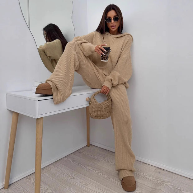 Damen Strick-Set mit weitem Schnitt und weitem Bein WW