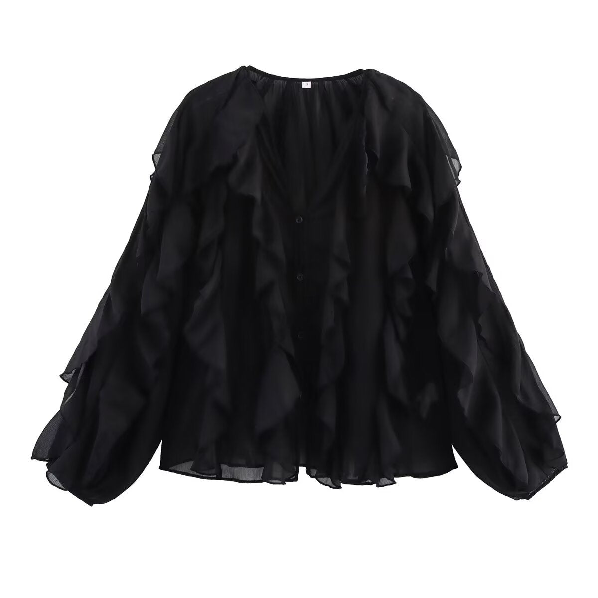 Damen Bluse mit voluminösen Rüschendetails und elegantem Schnitt WW