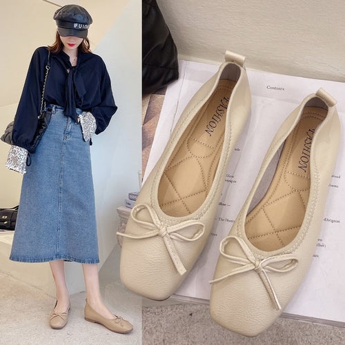 Damen Ballerinas mit elegantem Schleifen-Detail und hochwertigem Leder W&W