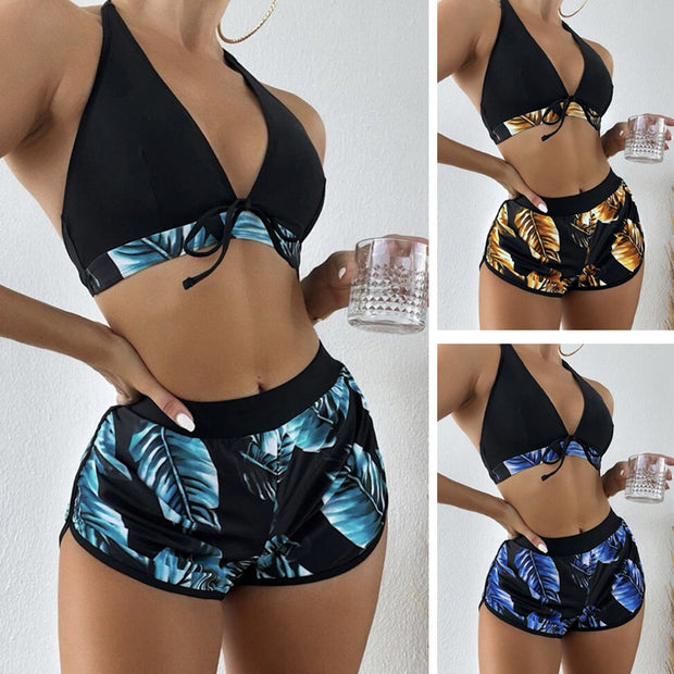 Damen Bikini-Set mit raffiniertem Wickeloberteil und bequemen Shorts WW