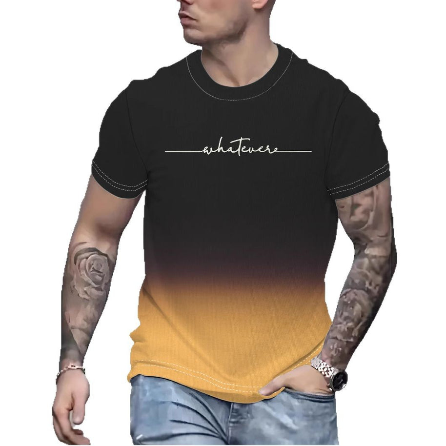 Herren T-Shirt mit kreativem Schriftzug und modernem Farbverlauf WW