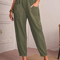 Damen Bequeme Chino-Hose mit elastischem Bund und praktischen Taschen WW