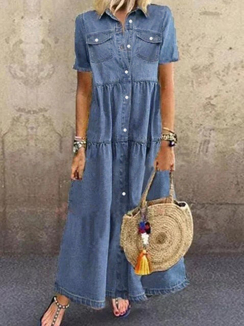 Femme Gestuftes Denim Hemdkleid WW