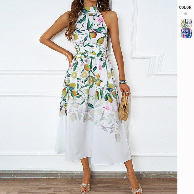 Damen Midi-Kleid mit Blumenmuster und asymmetrischem Saum WW