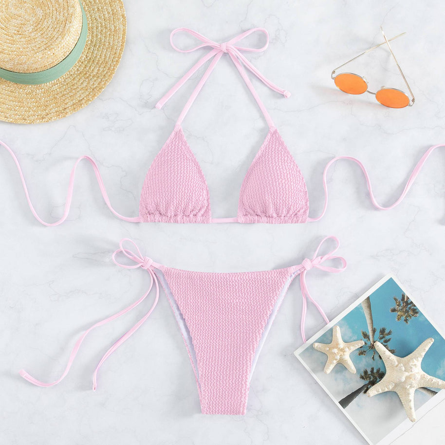Damen Bikini-Set mit raffinierten Bindeschnüren und strukturierter Oberfläche WW