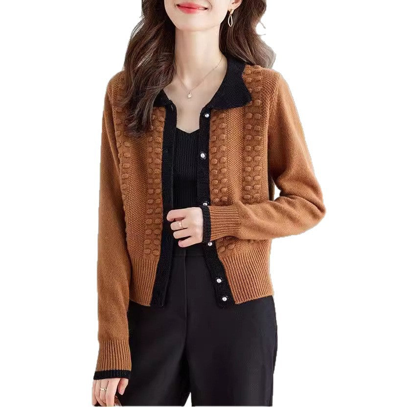 Damen Strickjacke mit elegantem Kragen und Knopfdetail WW