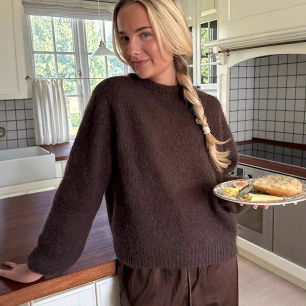 Damen stilvoller Relaxed-Fit Pullover mit voluminösen Ärmeln WW