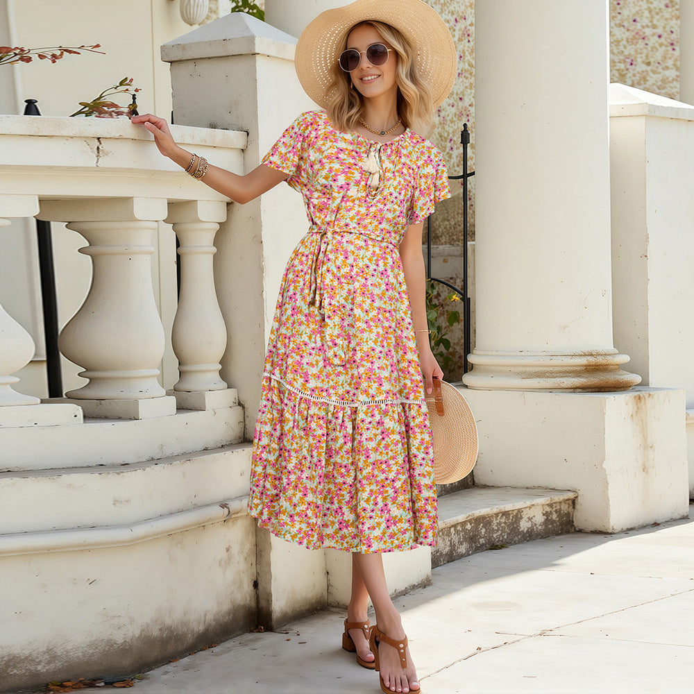 Damen Sommerliches Freizeitkleid mit Rüschendetails WW