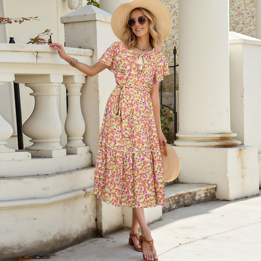 Damen Sommerliches Freizeitkleid mit Rüschendetails WW