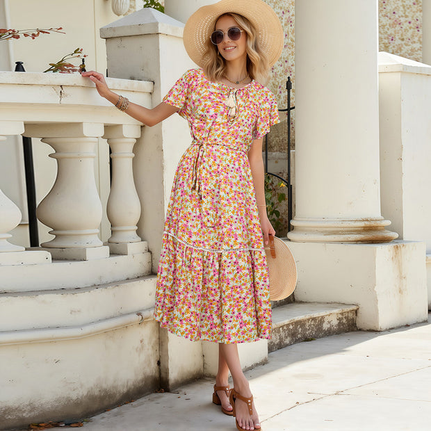 Damen Sommerliches Freizeitkleid mit Rüschendetails WW