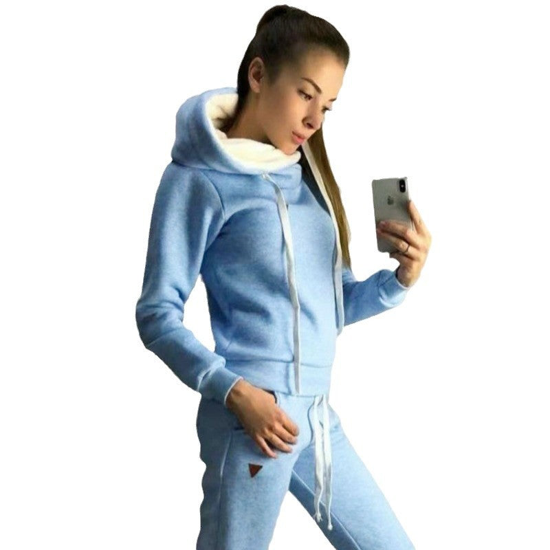 Damen Sportliches Hoodie-Set mit bequemer Passform und elastischen Hosen WW