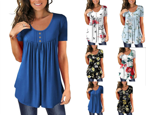 Damen Floral Print Casual Tunika Top WW