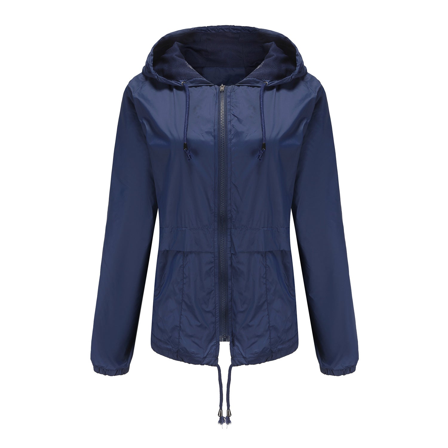 Damen sportliche Windbreaker-Jacke mit verstellbarer Kapuze und elastischen Bündchen WW