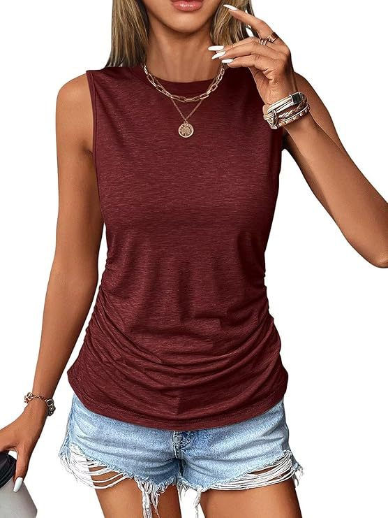 Damen ärmelloses Shirt mit modischem Raffungseffekt und hochwertigem Stoff WW