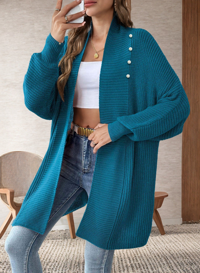 Damen Strickjacke mit dekorativen Knopfdetails und offenem Schnitt WW