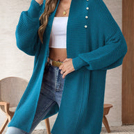 Damen Strickjacke mit dekorativen Knopfdetails und offenem Schnitt WW