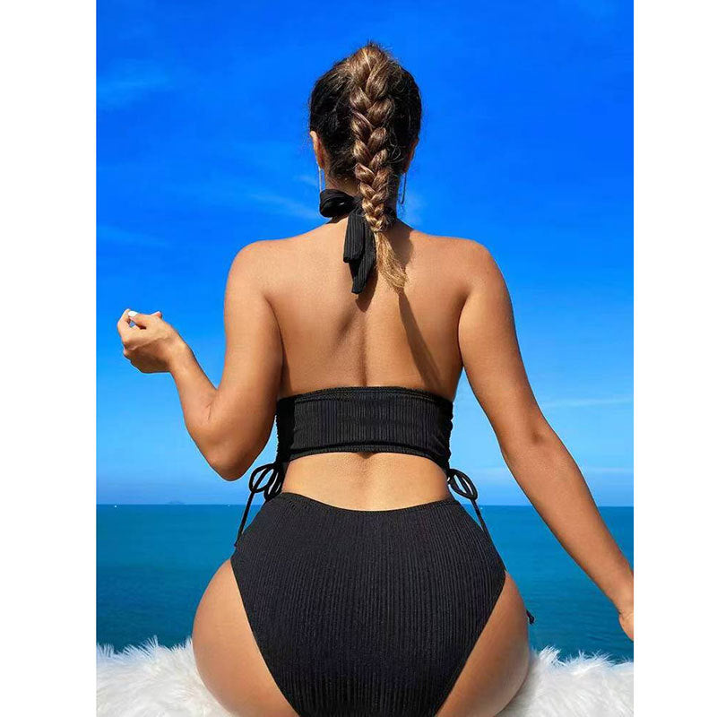 Damen Bikini-Set mit raffinierten Bindebändern und hohem Bund WW