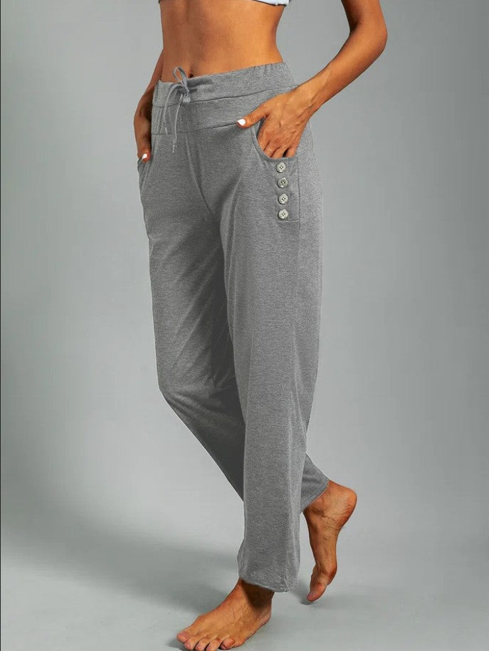 Damen Relaxed Fit Casual Lounge-Hosen mit Knopfakzenten WW