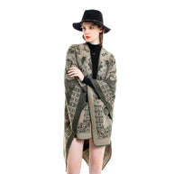 Damen Eleganter Poncho mit kunstvollem floralen Muster und luxuriösem Feel WW