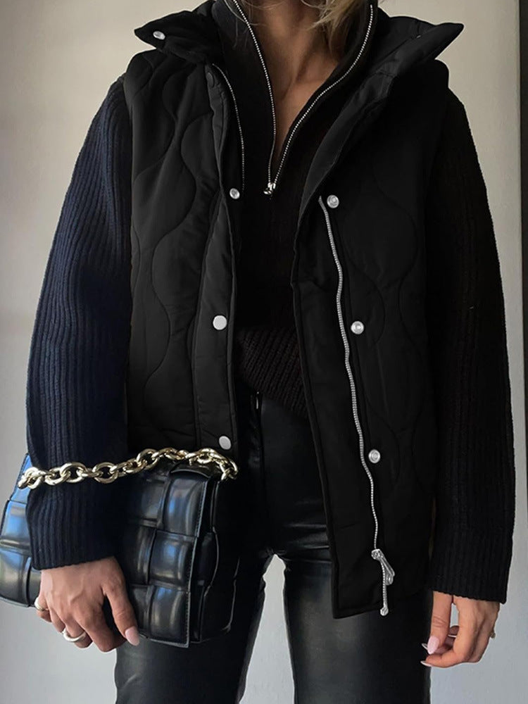 Damen Steppweste mit hohem Kragen und praktischen Taschen WW