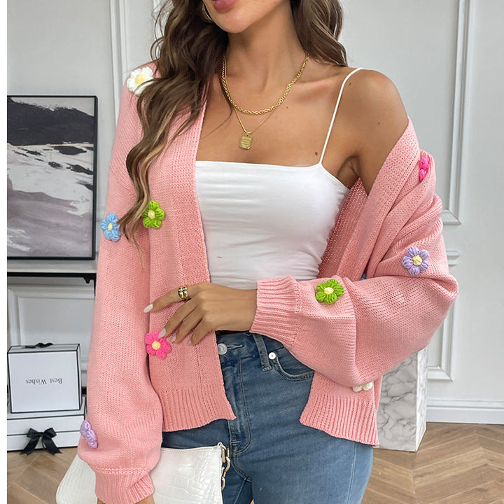 W&W Mode | Handgehäkelter floral gestrickter Cardigan