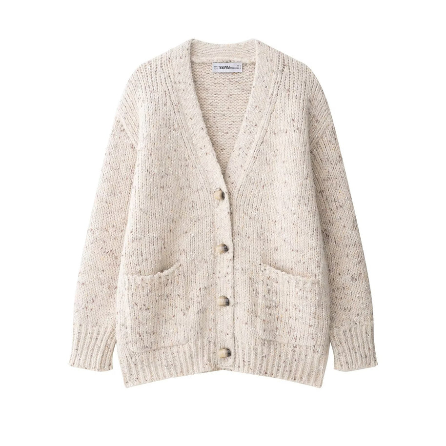 Damen Strickjacke mit grobem Muster und praktischen Taschen WW