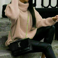 Damen Oversized Pulli mit hohem Kragen und Struktur WW