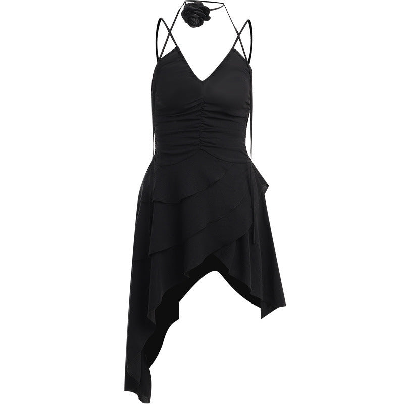 Damen asymmetrisches Sommerkleid mit Rüschendetails W&W