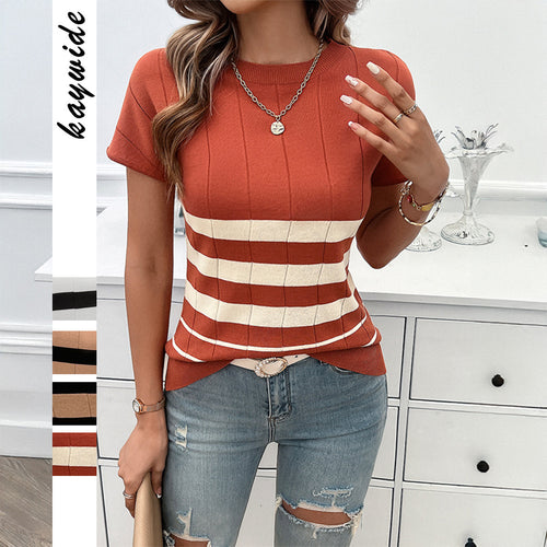 Damen gestreiftes Strickoberteil WW