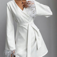 WW | Schnürung Langarm Feder Mid Length Mantel