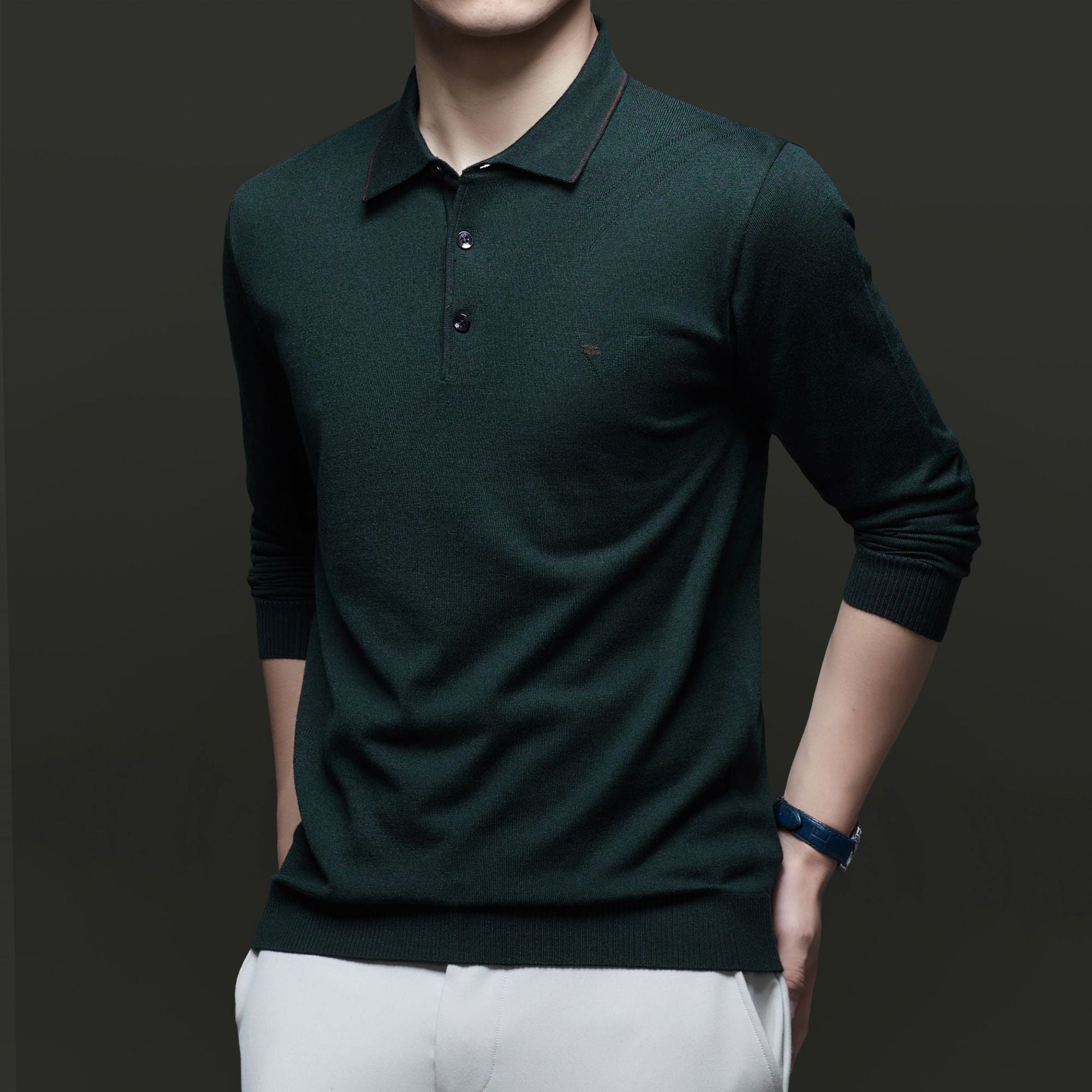 Herren Pullover mit poloartigem Kragen und modernen Akzenten WW