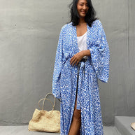Damen Kimono-Robe mit Leopardenmuster WW