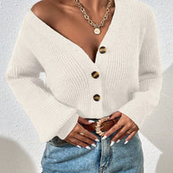 Damen Strickjacke mit strukturiertem Schnitt und dekorativen Knöpfen WW