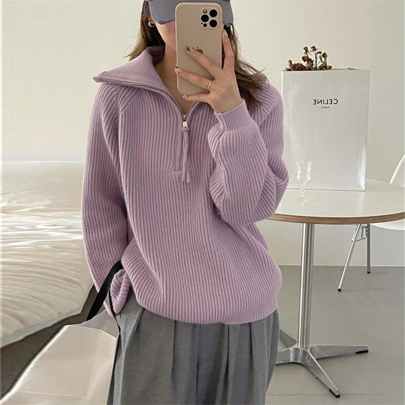 Damen kuscheliger Hoodie mit hochschließendem Reißverschluss WW