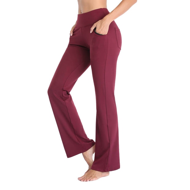 Damen Bequeme Bootcut-Hose mit elastischem Bund und funktionalen Taschen WW