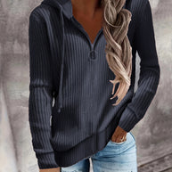 Damen Kapuzenpullover im eleganten Rippdesign mit praktischem Reißverschluss WW