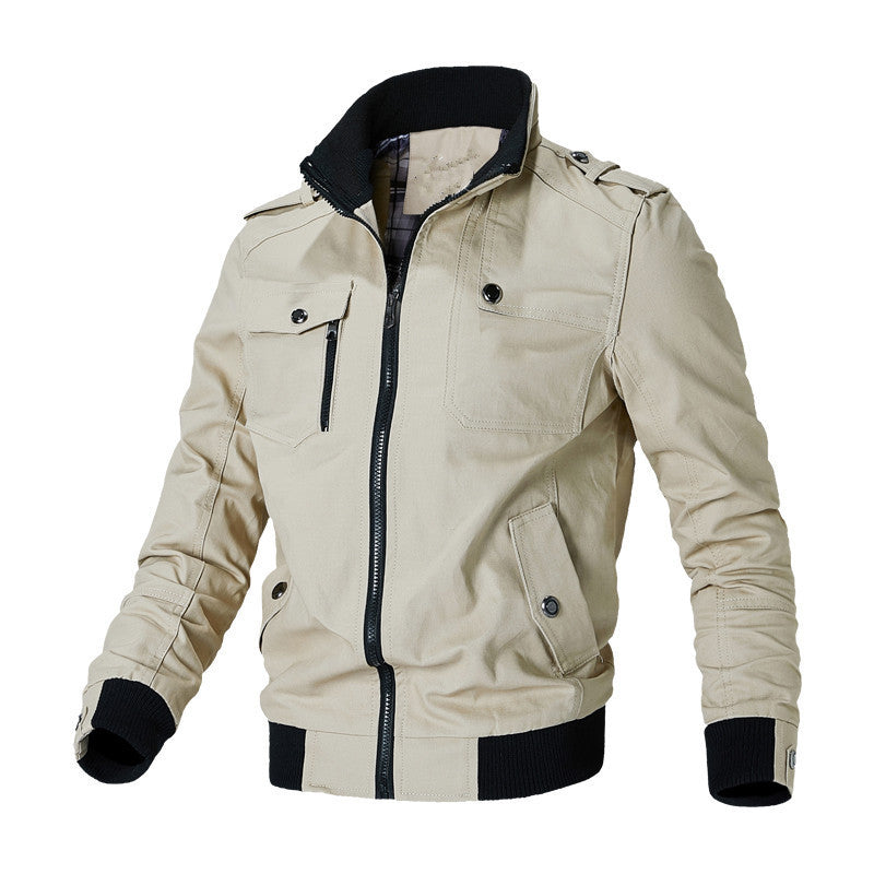 WW | Klassische Utility Jacke Für Herren Mit Reißverschlusstaschen