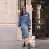 Damen eleganter Midi-Rock aus satinierter Viskose mit fließendem Fall WW