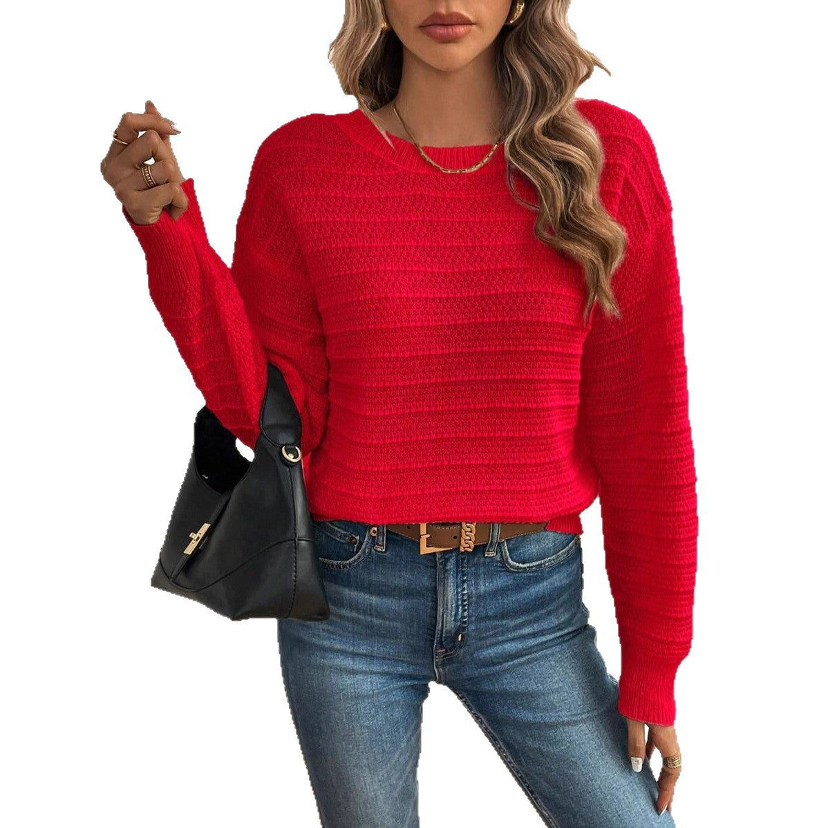 Damen Strickpullover mit verspieltem Schleifendetail im Rücken und modernem V-Ausschnitt WW