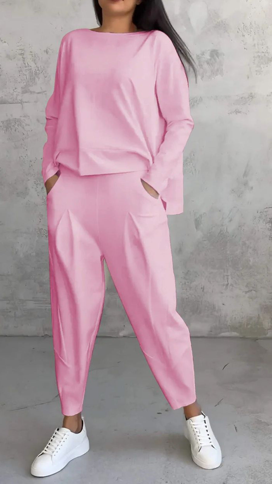 Damen bequeme Freizeitanzug mit weitem Schnitt und seitlichen Taschen WW